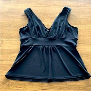 Black Sleeveless V Neck Top